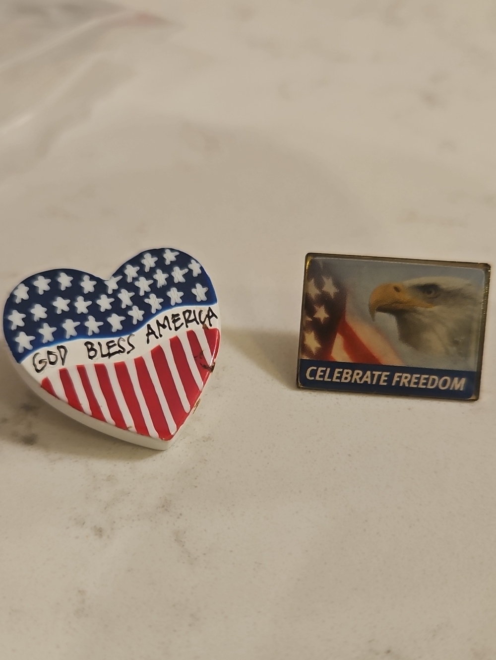 Patriotic Heart & Eagle Pins - Red White Blue